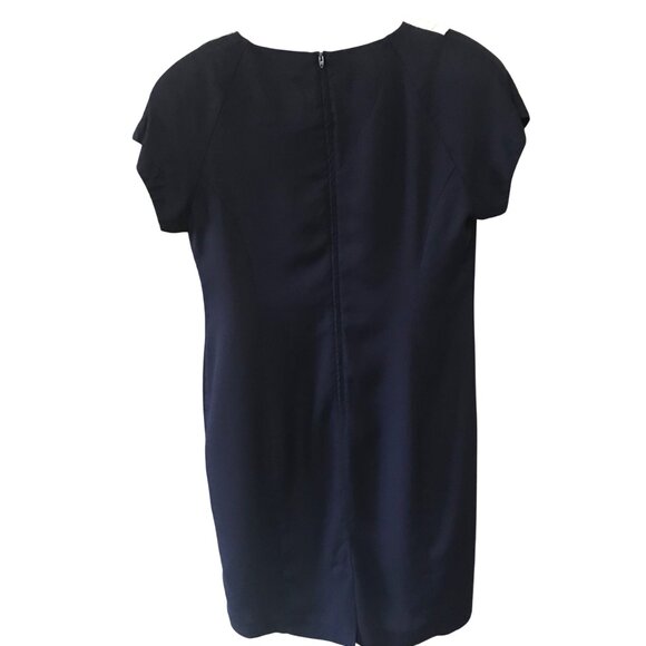 Virgo Fashions Vintage Pleated Collar Dress: 70s Navy White, Size 14 - Picture 3 of 11